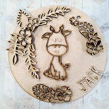 OL1736 - MDF Doodle Jungle -  Giraffe plaque personalised - Olifantjie - Wooden - MDF - Lasercut - Blank - Craft - Kit - Mixed Media - UK