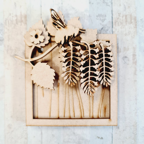 Sale OL867 - MDF Square wreath with backing - Wisteria - Olifantjie - Wooden - MDF - Lasercut - Blank - Craft - Kit - Mixed Media - UK