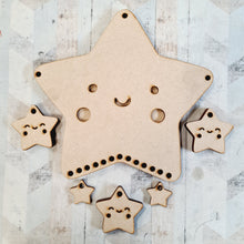 OL847 - MDF Kawaii Cute Star Hanging - Olifantjie - Wooden - MDF - Lasercut - Blank - Craft - Kit - Mixed Media - UK