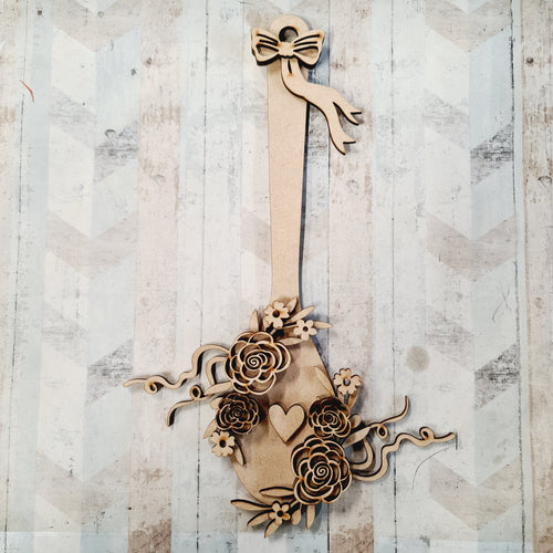 OL840 - MDF Floral Wooden Spoon Hanging - Pretty Floral - Olifantjie - Wooden - MDF - Lasercut - Blank - Craft - Kit - Mixed Media - UK