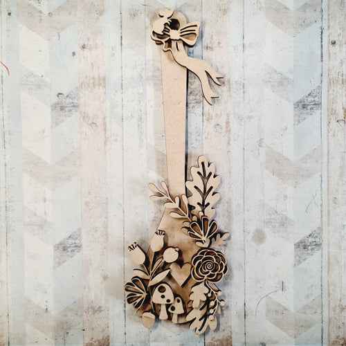 OL846 - MDF Floral Wooden Spoon Hanging - Autumn Flowers - Olifantjie - Wooden - MDF - Lasercut - Blank - Craft - Kit - Mixed Media - UK