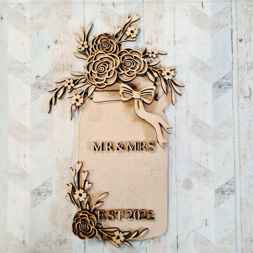 OL690 - MDF Personalised Wedding themed Large Floral Milk Churn - Pretty - Olifantjie - Wooden - MDF - Lasercut - Blank - Craft - Kit - Mixed Media - UK