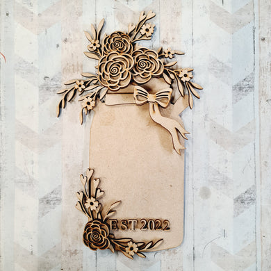Sale OL693 - MDF Personalised Family Large Floral Milk Churn - Pretty floral - Olifantjie - Wooden - MDF - Lasercut - Blank - Craft - Kit - Mixed Media - UK