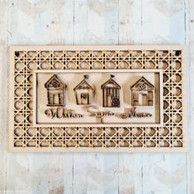 OL1698 - MDF Seaside Doodles - Rattan Personalised Beach Huts Layered Plaque - Olifantjie - Wooden - MDF - Lasercut - Blank - Craft - Kit - Mixed Media - UK