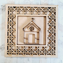 OL1695 - MDF Rattan effect square plaque - Seaside Doodles - Style 11 - Olifantjie - Wooden - MDF - Lasercut - Blank - Craft - Kit - Mixed Media - UK