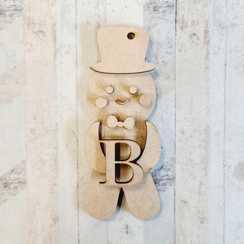 OL1103 - MDF Hanging Initial Gingerbread  - Top Hat - Olifantjie - Wooden - MDF - Lasercut - Blank - Craft - Kit - Mixed Media - UK