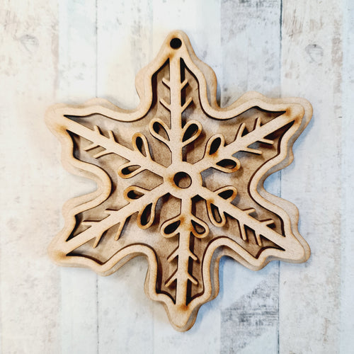 SJ396 - MDF Snowflake 2 Cookie - Christmas Bauble - Olifantjie - Wooden - MDF - Lasercut - Blank - Craft - Kit - Mixed Media - UK