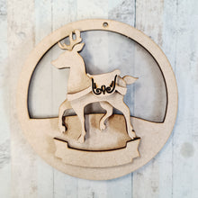 CH123 - MDF & Acrylic Reindeer Circle Bauble - Olifantjie - Wooden - MDF - Lasercut - Blank - Craft - Kit - Mixed Media - UK