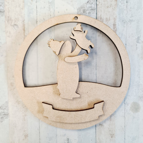 CH124 - MDF & Acrylic Bear Child & Parent Circle Bauble - Olifantjie - Wooden - MDF - Lasercut - Blank - Craft - Kit - Mixed Media - UK