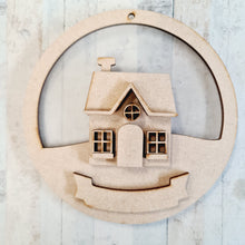 CH128 - MDF & Acrylic House Circle Bauble - Olifantjie - Wooden - MDF - Lasercut - Blank - Craft - Kit - Mixed Media - UK