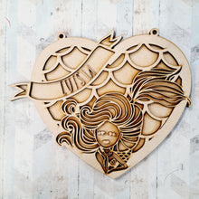 OL1933 - MDF Mermaid Doodles - Laying Down Heart Scene Personalised Layered Plaque - Mermaid Style 4 - Olifantjie - Wooden - MDF - Lasercut - Blank - Craft - Kit - Mixed Media - UK