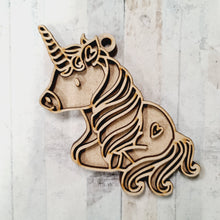 OL2015 - MDF Doodle Unicorn Hanging - Style 22 - Olifantjie - Wooden - MDF - Lasercut - Blank - Craft - Kit - Mixed Media - UK