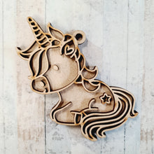 OL2011 - MDF Doodle Unicorn Hanging - Style 18 - Olifantjie - Wooden - MDF - Lasercut - Blank - Craft - Kit - Mixed Media - UK