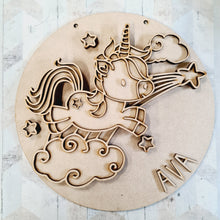 OL2020 - MDF Doodle Unicorns  - Unicorn Rainbow plaque personalised - Olifantjie - Wooden - MDF - Lasercut - Blank - Craft - Kit - Mixed Media - UK