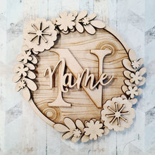 W014 - MDF Mother Floral Wreath - with Initial or Wording - Olifantjie - Wooden - MDF - Lasercut - Blank - Craft - Kit - Mixed Media - UK