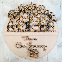 OL1731 - MDF Giraffe ‘This is our journey’ Rattan Circle  Plaque - Olifantjie - Wooden - MDF - Lasercut - Blank - Craft - Kit - Mixed Media - UK