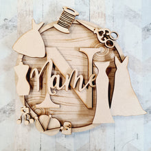 W057 - MDF Fashion Wreath with one Name  or initials - Olifantjie - Wooden - MDF - Lasercut - Blank - Craft - Kit - Mixed Media - UK