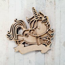 OL2084 - MDF Doodle Christmas Unicorn Hanging - Style 7 - with or without banner - Olifantjie - Wooden - MDF - Lasercut - Blank - Craft - Kit - Mixed Media - UK