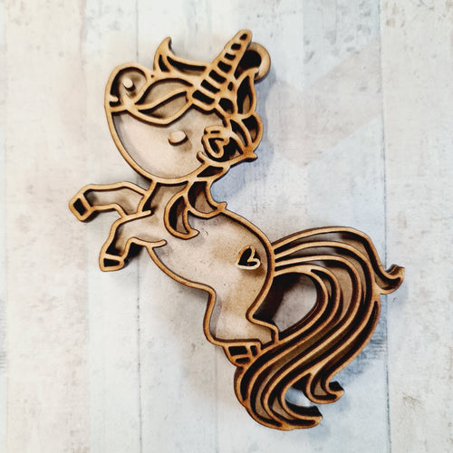 OL1998 - MDF Doodle Unicorn Hanging - Style 5 - Olifantjie - Wooden - MDF - Lasercut - Blank - Craft - Kit - Mixed Media - UK