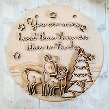 OL2071 - MDF Round Doodle Woodland Deer -  ‘you are more loved than there are stars in the sky’ - Olifantjie - Wooden - MDF - Lasercut - Blank - Craft - Kit - Mixed Media - UK
