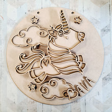 OL2019 - MDF Doodle Unicorns  - Unicorn Clouds plaque personalised - Olifantjie - Wooden - MDF - Lasercut - Blank - Craft - Kit - Mixed Media - UK