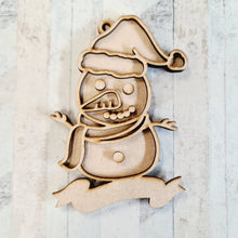 OL2102 - MDF Doodle Christmas Hanging - Snowman 7 - with or without banner - Olifantjie - Wooden - MDF - Lasercut - Blank - Craft - Kit - Mixed Media - UK