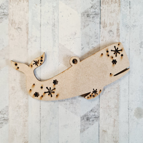 OL1003 - MDF Winter Hanging Whale - Plain - Olifantjie - Wooden - MDF - Lasercut - Blank - Craft - Kit - Mixed Media - UK