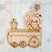 OL1029 - MDF Engraved Gingerbread Train Hanging Bauble , Decoration, Bunting - Olifantjie - Wooden - MDF - Lasercut - Blank - Craft - Kit - Mixed Media - UK