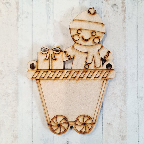 OL1032 - MDF Engraved Gingerbread Train Carriage Hanging Bauble , Decoration, Bunting - Carriage Style 3 - Olifantjie - Wooden - MDF - Lasercut - Blank - Craft - Kit - Mixed Media - UK