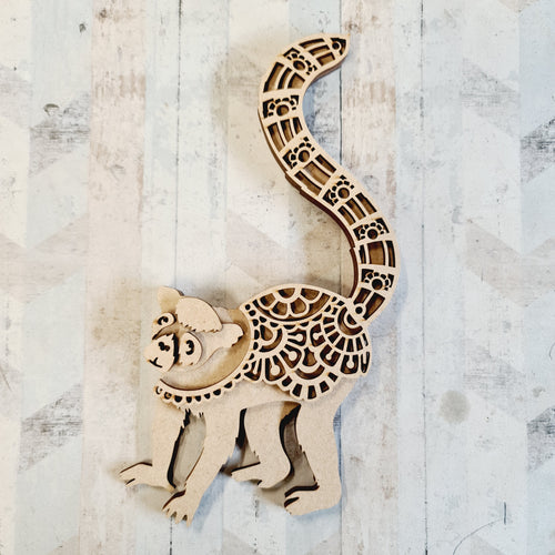 SJ300 - MDF Mandala Lemur Craft Kit - Olifantjie - Wooden - MDF - Lasercut - Blank - Craft - Kit - Mixed Media - UK