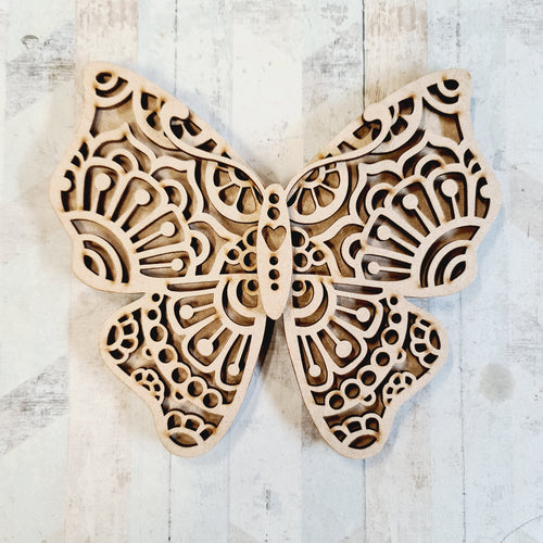 SJ302 - MDF Mandala Butterfly Craft Kit - Olifantjie - Wooden - MDF - Lasercut - Blank - Craft - Kit - Mixed Media - UK