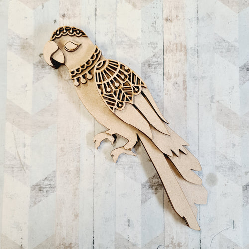 SJ306 - MDF Mandala Parrot Craft Kit - Olifantjie - Wooden - MDF - Lasercut - Blank - Craft - Kit - Mixed Media - UK