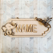 SS176 - MDF Doodle Jungle - Elephant style 2 Personalised Street Sign - Medium (8 letters) - Olifantjie - Wooden - MDF - Lasercut - Blank - Craft - Kit - Mixed Media - UK