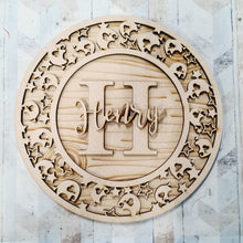 OL587 - MDF Personalised Circle Plaque Frame - Elephant Theme - Olifantjie - Wooden - MDF - Lasercut - Blank - Craft - Kit - Mixed Media - UK