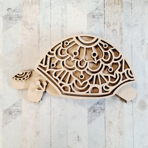 SJ282 - MDF Mandala Tortoise Craft Kit - Olifantjie - Wooden - MDF - Lasercut - Blank - Craft - Kit - Mixed Media - UK