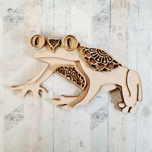 SJ288 - MDF Mandala Tree Frog Craft Kit - Olifantjie - Wooden - MDF - Lasercut - Blank - Craft - Kit - Mixed Media - UK