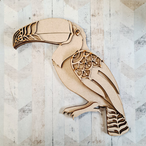 SJ289 - MDF Mandala Toucan Craft Kit - Olifantjie - Wooden - MDF - Lasercut - Blank - Craft - Kit - Mixed Media - UK