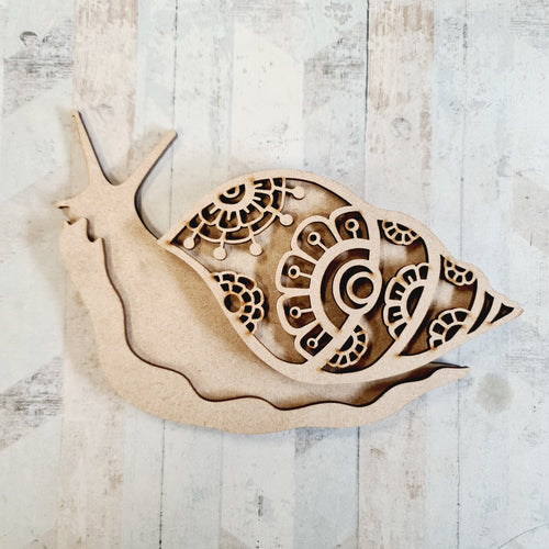 SJ294 - MDF Mandala Giant Snail Craft Kit - Olifantjie - Wooden - MDF - Lasercut - Blank - Craft - Kit - Mixed Media - UK