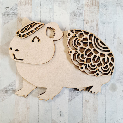 SJ295 - MDF Mandala Guinea Pig  Craft Kit - Olifantjie - Wooden - MDF - Lasercut - Blank - Craft - Kit - Mixed Media - UK