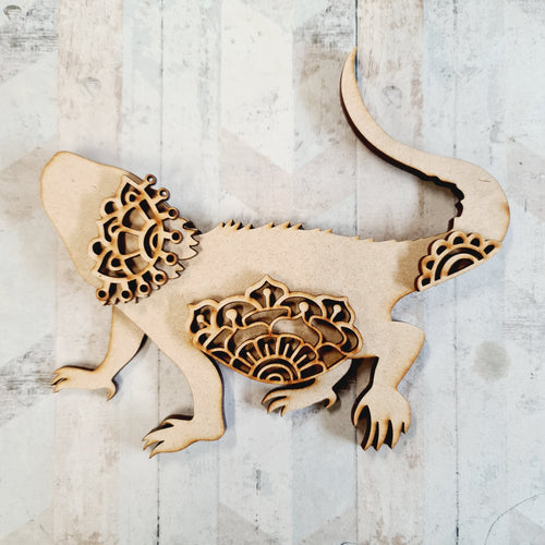 SJ296 - MDF Mandala bearded Lizard Craft Kit - Olifantjie - Wooden - MDF - Lasercut - Blank - Craft - Kit - Mixed Media - UK