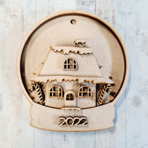 SJ400 - MDF Mini House Snowglobe - Olifantjie - Wooden - MDF - Lasercut - Blank - Craft - Kit - Mixed Media - UK