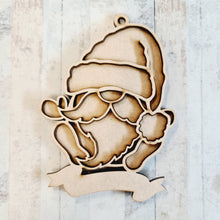 OL2227 - MDF Doodle Christmas Gonk Gnome Hanging - Male - with or without banner - Olifantjie - Wooden - MDF - Lasercut - Blank - Craft - Kit - Mixed Media - UK