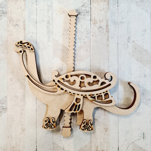 SJ382 - MDF Carousel Dinosaur - Olifantjie - Wooden - MDF - Lasercut - Blank - Craft - Kit - Mixed Media - UK