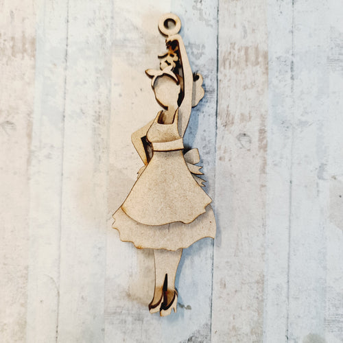 SJ377 - MDF Sarah Jane Vintage Mistletoe Lady Bauble - Olifantjie - Wooden - MDF - Lasercut - Blank - Craft - Kit - Mixed Media - UK