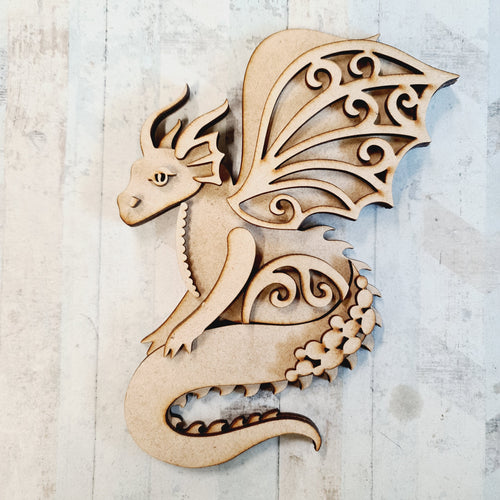 SJ375 - MDF Sarah Jane Winter Fairy Dragon - Olifantjie - Wooden - MDF - Lasercut - Blank - Craft - Kit - Mixed Media - UK