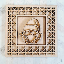 OL2230 - MDF Rattan Effect Square Plaque Gonk Doodle -  Christmas Male gnome - Olifantjie - Wooden - MDF - Lasercut - Blank - Craft - Kit - Mixed Media - UK