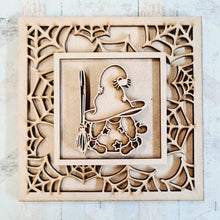 OL2248 - MDF Rattan Effect Square Plaque Halloween Gonk Doodle - Witch gnome - Olifantjie - Wooden - MDF - Lasercut - Blank - Craft - Kit - Mixed Media - UK