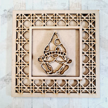 OL2208 - MDF Rattan Effect Square Plaque Gonk Doodle -  Mushroom woodland gnome - Olifantjie - Wooden - MDF - Lasercut - Blank - Craft - Kit - Mixed Media - UK