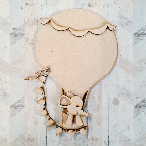 OL1138 - Hotair Balloon Oli - with optional hanging - Olifantjie - Wooden - MDF - Lasercut - Blank - Craft - Kit - Mixed Media - UK
