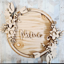 OL1193 - MDF Personalised (upto 2 lines) Large Wreath  - Easter and Spring - Olifantjie - Wooden - MDF - Lasercut - Blank - Craft - Kit - Mixed Media - UK